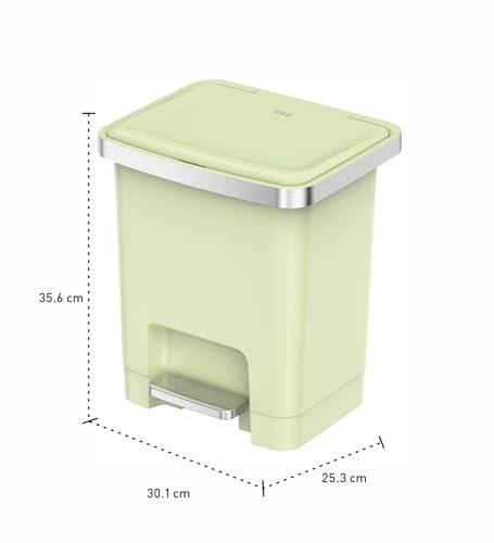 Image of Obsessions EKO 15L Plastic Step Bin with Pedal, Waste Storage Trash Can Ideal for Home, Kitchen and Office, Green