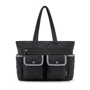 BAGSMART Tote Bag for Women, Tote Bag for Travel with Multi-Pocket, Large Puffy Bag Quilted for Travel, Work, Gym, Shop