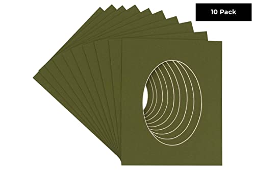 CountryArtHouse Dill Green Acid Free 24x36 Oval Picture Frame Mat with White Core Bevel Cut for 20x30 Pictures - Fits 24x36 Frame - Pack of 10 Matboards