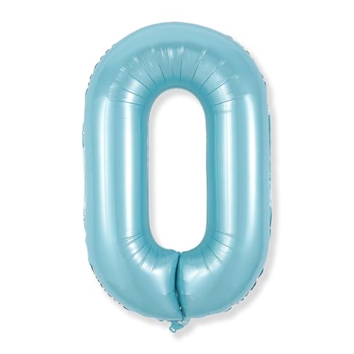 Image of 40 Inch Pastel Blue Number 0 Balloons, Giant Self Inflating Foil Number Balloon 0-9 for Boys, Baby Light Blue Mylar Helium 0 Balloons for Kids Age Birthday Party Decor Anniversary Decorations Supplies