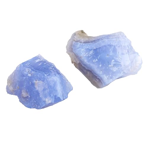 Apengshi Blue Lace Agate Stone Raw Crystals 2PCS Natural Rough Rocks Healing Crystal and Stones DIY Raw Stones Meditation Fountain Garden Home Decor