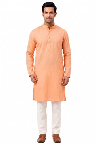 Image of Men's Cotton Blend Plain Kurta Comfortable and Stylish