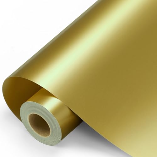 Gold Permanent Vinyl - Gold Adhesive Vinyl Roll for All Cutting Machine Permanent Outdoor 12 x11FT for Decor Sticker Car Decal Scrapbooking Signs Glossy & Waterproof