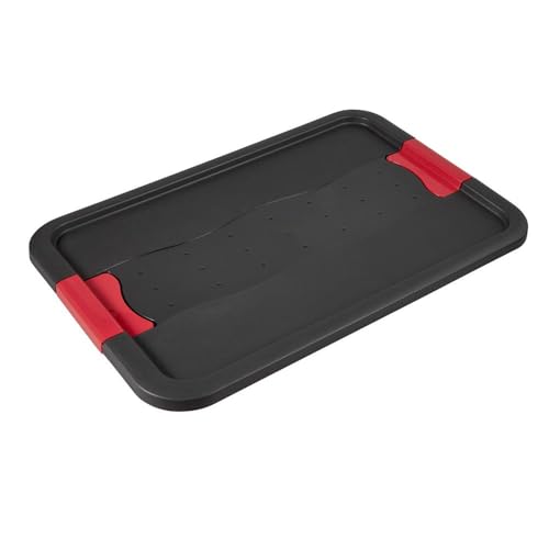 keeeper Transportbehälter mit Deckel und Schiebeverschluss, Extra Stabil, 59,5 x 39,5 x 34 cm, 52 l, Eckhart, Graphit Grau, Pastellrosa