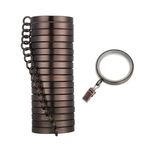 MODE Cambria Designer Series - Premium Easy Glide 18 Count Curtain Rings - Metal with Smooth, Quiet Nylon Inserts with Clips - 2 inch Diameter (1-5/8 inch Inside Diameter) - Oil Rubbed Bronze
