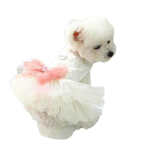 Clopon Dog Dresses Pink Dog Dress Female Yorkie Dresses Teacup Girl Puppy Clothes Extra Small Puppy Outfit XS Pink