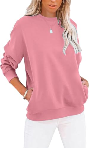 BUHIM Sweatshirt Damen Pullover Rundhals Langarmshirt Herbst Winter Pulli...