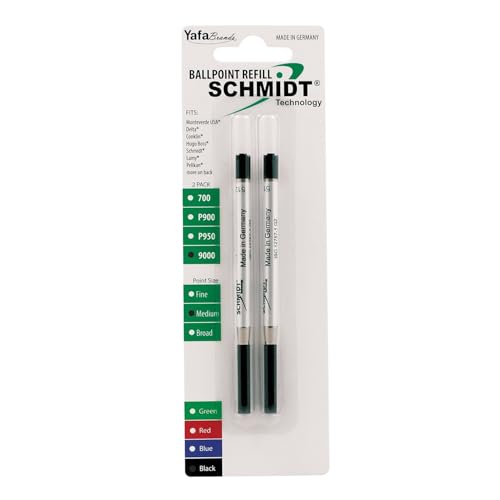 Image of Schmidt 9000 Easy Flow Hybrid Ballpoint Refill Medium, Black, 2 Pack Blister (SC58143)