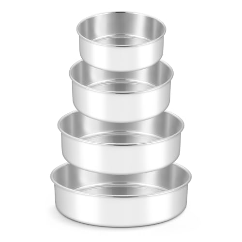 Leonyo 4-6-8-9 In Cake Pans Set of 4, Round Cake Tins for Ba...