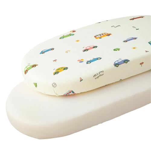 Image of SDIII Cars Bassinet Sheets 2 Pack for Baby Boy Girl, Stretchy Breathable Microfiber Jersey Knit, Universal Fit Rectangle Round Oval Hourglass Mattress