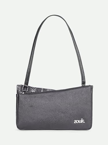 Image of ZOUK Kiya Small Shoulder Bag for Women - Dual-Sided Shoulder Bag with Criss-Cross Design| Handcrafted Purse with Dual Zipper Compartments & Water-Resistant Lining |