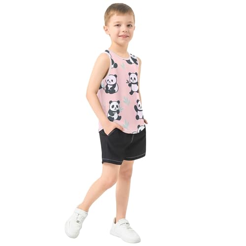 Minimalist Panda Pink Tank Tops for Children Sleeveless Kids Vest Boys Workout Shirts for Golf Swim Bike Jog 3T4