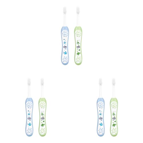 Image of Chicco Baby Manual Toothbrush For Infants (6M-36M), Set Of 2|Extra Soft Tapered Bristles Ideal For Milk Teeth|Bpa Free (Blue, Green) (Pack of 3)