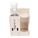 GLOGLOW Holder and Feeder for Rabbits Guinea Pigs and Pets with Water Bottle Durable Reduces Waste Multi Functional Wooden Pet Auto Dispenser with Base