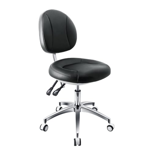 SFKLYU Taburete Giratorio de Cuero Sintético con Asiento Hidráulico Ajustable, Silla Ergonómica para Esteticistas, Ideal para Clínicas, Dentistas, Spas, Masajes, Salones Médicos Estudios,A1