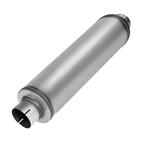 5 Inlet Diesel Exhaust Muffler 5 Inch Inlet/Outlet Muffler Performance 5inch Resonator Straight Through Stainless Steel 30 Whole Length Welded On Exhaust Tip