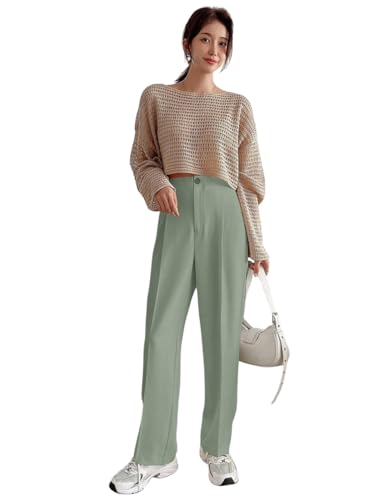 Image of KOTTY Women's Elegant High-Waist Wide-Leg Trousers for Office & Casual Wear