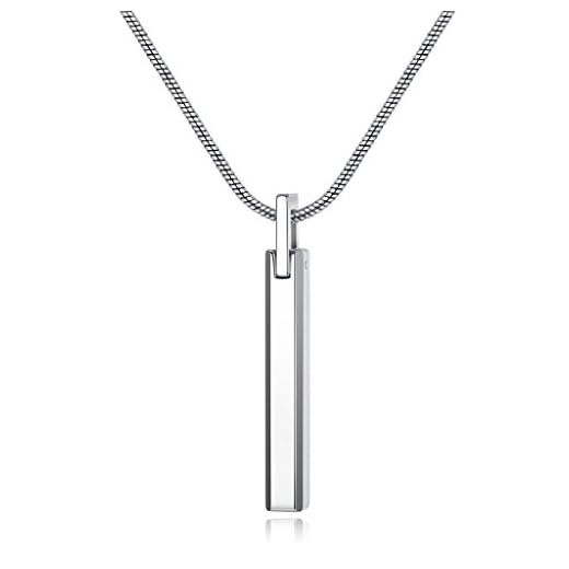 coai Enkel volfram fyrkantig stålstång hänge män halsband, Ingen ädelsten,