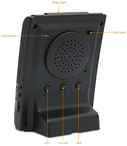 AL-HARAMEEN Azan Clock LCD Prayer Cloc/HIJRI Clock/HIJRI/Wall Clock/Home/Office/Mosque Azan Clock/Bedside Clock (Black) HA-3011