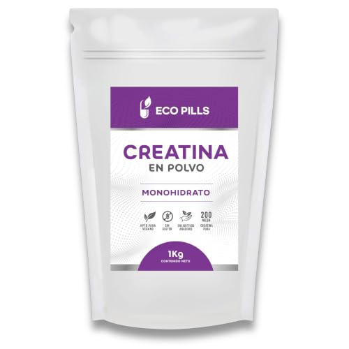Creatina Monohidratada 1kg Micronizada en Polvo (Mesh 200) 100% Pura y Sin Sabor. Sin Aditivos | 292 Tomas | Vegana.