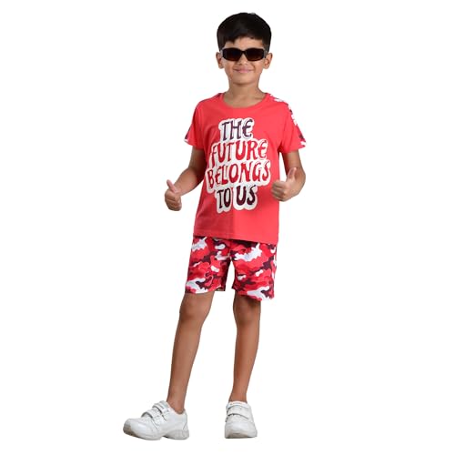 Image of Clothe Funn Boys Printed Cotton Half Sleeves T-Shirt & Shorts Set
