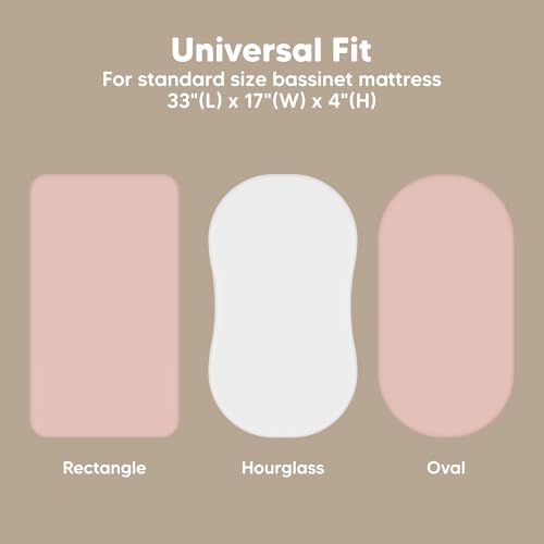 Image of 2-Pack Baby Bassinet Sheets Girl, Boy, 33x17 Bedside Sheets (Rose) | Viscose Derived from Bamboo, Universal Fitted Bassinet Sheet, Compatible with Halo Bassinest Sleeper, Baby Delight, Graco