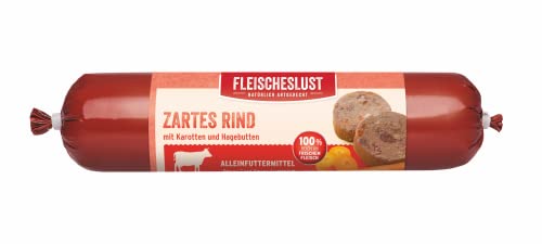 Fleischeslust Hundefutter Zartes Rind mit Karotten und Hagebutte