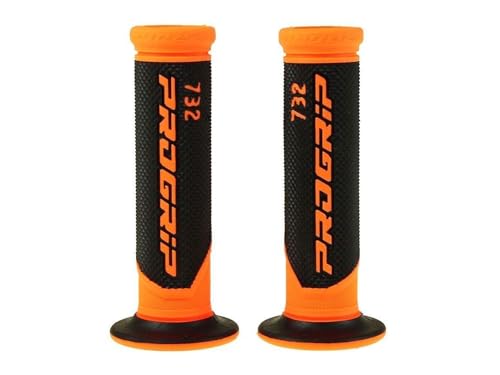 Poignées PROGRIP 732 - Noir/Orange - Dirt Bike