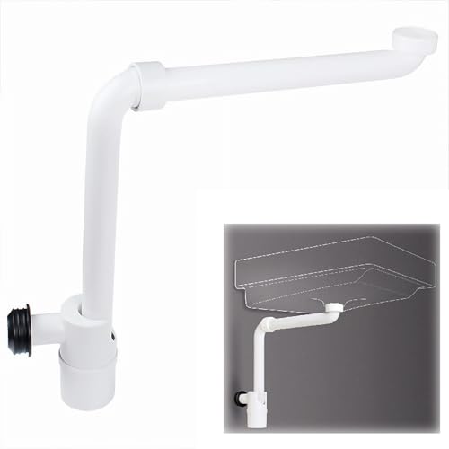 LANZLC Siphon à économie d'espace 1 1/4 pouces, anti-odeurs pour lavabo, siphon en plastique, siphon plat réglable à 360° pour vasque, tuyau de vidange à...