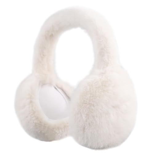 Zsedrut Winter Women Earmuff Foldable Ear Warmer Fluffy Ear Cover Warm Outdoor (Milk White)