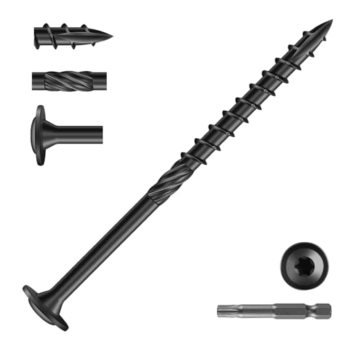 Image of #14 x 4 Inch Lag Screws (30Pcs) 1lb. Structural Wood Screw, Black, Carbon Steel, Washer Head, Rust Resistant epoxy Coated, T30 Star Bit