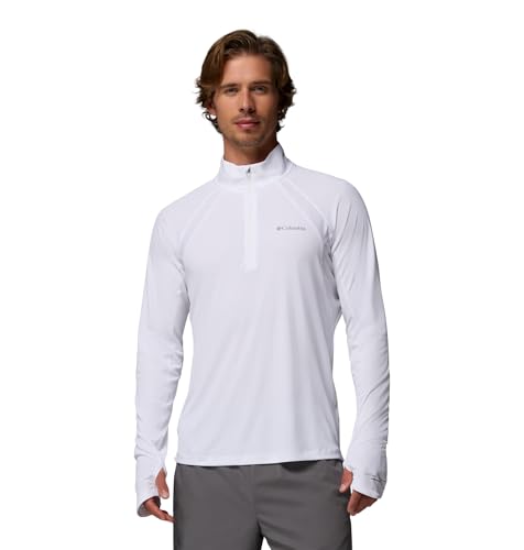 T-Shirt Columbia Stealth Spring Manches Longues Demi-Zip Homme Blanc Taille L