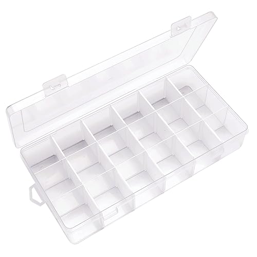 Image of IOOLEEM 18 Grids Adjustable Dividers Plastic Bead Organizer Box, Organizer Container Storage Box, Dividers for Bead Arts and Crafts.