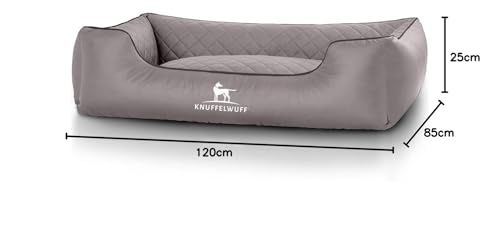 Knuffelwuff Hundebett XXL Kunstleder Hundekorb Hundesofa Hundekissen Hundekörbchen waschbar Milan, 120 x 85cm, grau