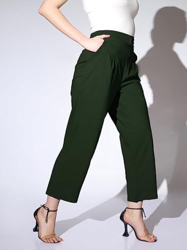 Image of DHRUVI TRENDZ Trousers for Women | Women Relaxed Fit Trousers | Women's High-Waisted Pant | Women Trousers Pants | Korean Trousers for Women