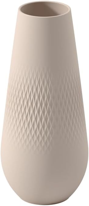 Villeroy & Boch - Manufacture Collier Sand, Tall Vase Carré, 26 cm, Premium Porcelain, Beige
