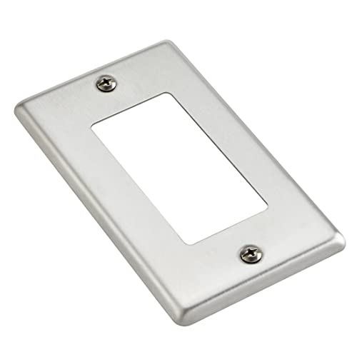 Maxxima 10 Pack 1 Gang Decorative Outlet Wall Plate, Stainless Steel, Standard Size (Pack Of 10) #TOP7