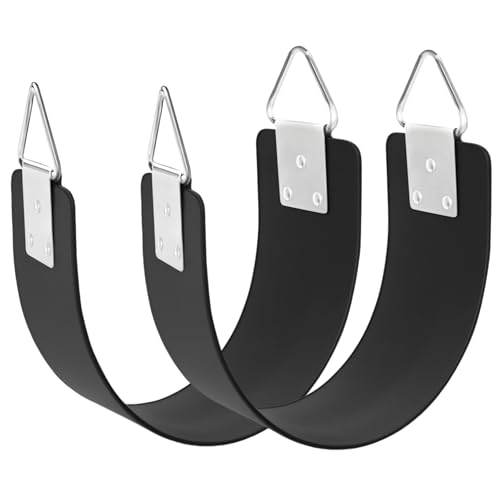 2 Pcs Swing Seat with Metal Triangle Ring 30.4 x 5.9 Inch, Support 300lb, Heavy Duty Swing Set Replacement Accessories for Kids & Adults Outdoor, Playground,Trees, Backyard (Black)
