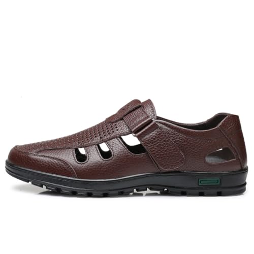 Men's Breathable Genuine Leather Sandal Perforated Casual Walking Driving Flats Shoes for Summer2