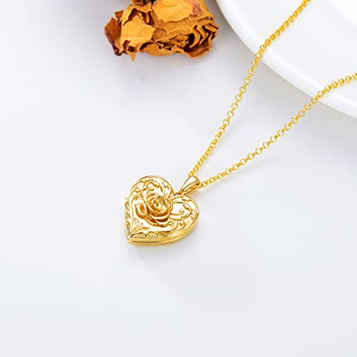 SOULMEET Sunflower/Rose/Daisy Heart Locket Necklace That Holds Pictures Keep Someone Near to You Sterling Silver/Gold Personalized Photo Locket Gift2