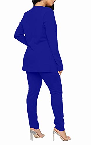 Aro Lora Women's 2 Piece Outfit Casual Solid Open Front Blazer and Pencil Pant Suits Set2