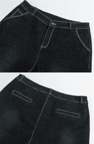 Men's Four Seasons Mid-Waist Straight Jeans Stretch Loose Micro-Flared Casual Denim Pants2