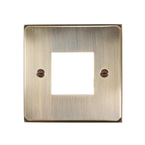 ElekTek Brushed Antique Brass Effect Plated Double Modern Light Switch Metal Cover Plate Conversion - No Wiring or Switch Removal Necessary