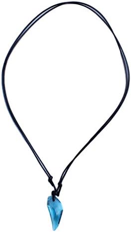 HAOWANG Men Necklace Crystal Wolf Teeth Pendant Long Simple Cool Adjustable Jewelry Decoratrion Gift Sea Blue