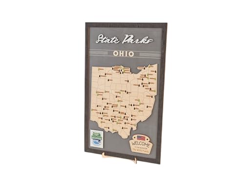 Lemap US Wooden Ohio State Parks Map With Trees To Record Park Visits (Light Grey)