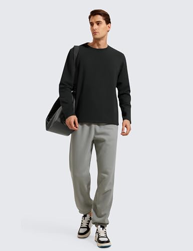 CRZ YOGA Fleece Crewneck Sweatshirt for Men Long Sleeve Breathable Workout Casual Pullover Basic Sweat Shirts3