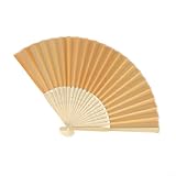 Petit éventail en soie de style chinois : fabriqué en bois et en tissu de soie doux, cet éventail léger et dispose de 23 baleines en bois robustes et d'une attention complexe aux détails.
