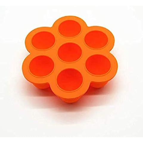 SAYGOGO 7-Hole Silicone Children's Food Supplement Box/Crisper/Jelly Ice Cube with Lid, Orange, 8.25x8.25x1.97" Cover