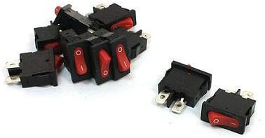 SPST Rocker Switch 2 Pin 40A 250VAC 4A 125VAC On Off | 10-Pack SPST 2-Pin Red Rocker Switches, 40A 250VAC/4A 125VAC, Solder Type, Compact Size 1.1x0.8x0.39in