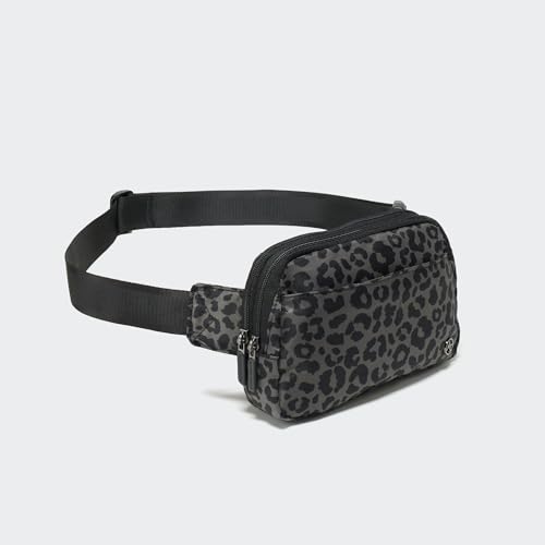 Image of Pander Everywhere Belt Bag for Women, 5 Zipper Pockets Nylon Crossbody Fanny Pack Purse (Grey Leopard)